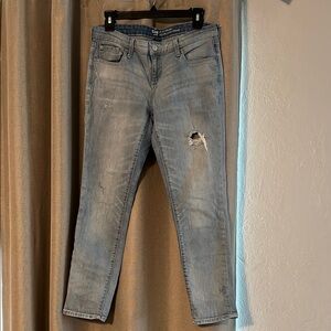 GAP Factory Blue Ankle Cropped Jeans Distressed Size 4/27